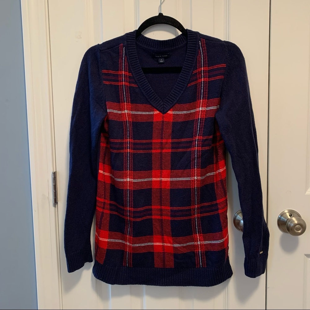 Tommy Hilfiger Plaid V-Neck Sweater